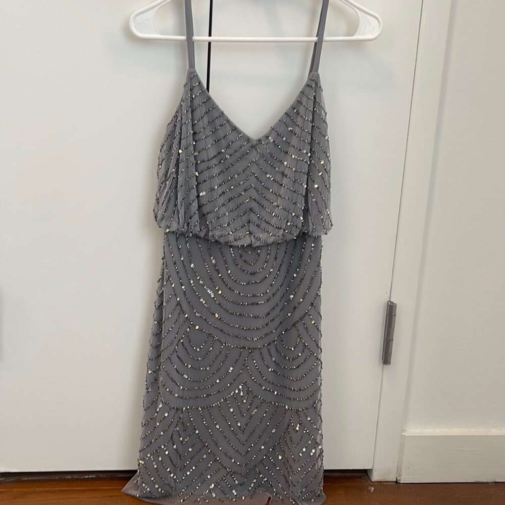 NWT Adrianna Papell Sequin Blue Dress US 0 / EU 32 Brand NEW with tags